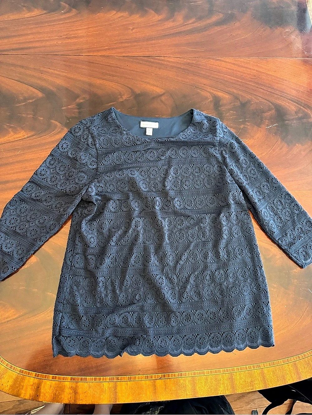 Charter Club Lace Blouse navy Medium Like New